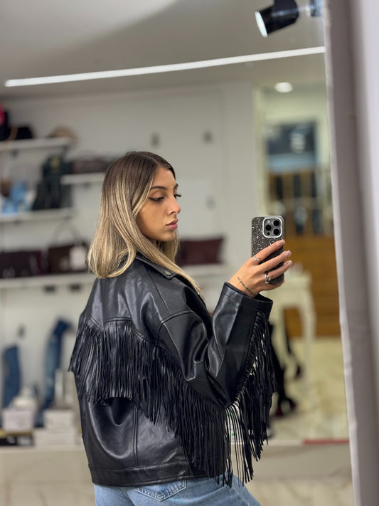 Chiodo Ecopelle Frange 053